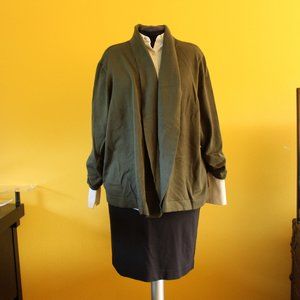 GNW Olive Open Front Shawl Collar Cardigan Sz 3x